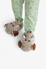 Boys Elephant Themed Flat Sole Slippers