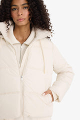 Regular Fit Hooded Zippered Puffer Jacket