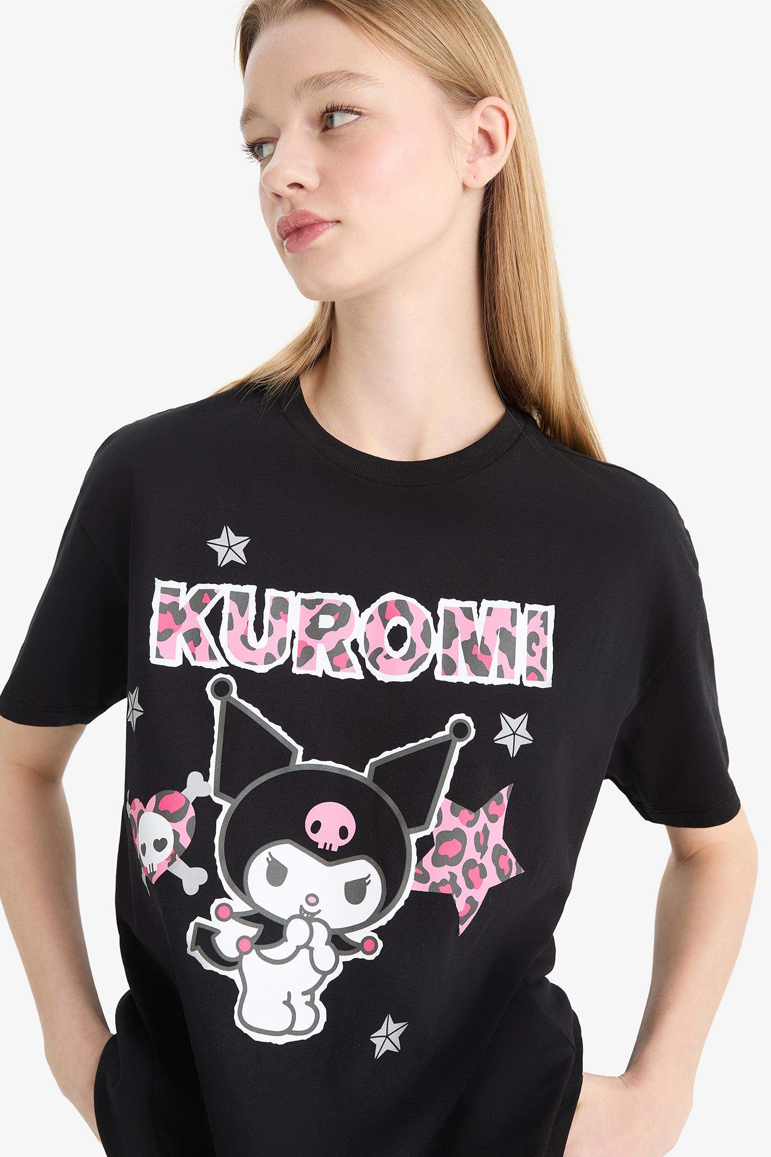 Coool Kuromi Oversize Wide Pattern Crew Neck Short Sleeve T-Shirt