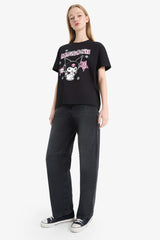 Coool Kuromi Oversize Wide Pattern Crew Neck Short Sleeve T-Shirt