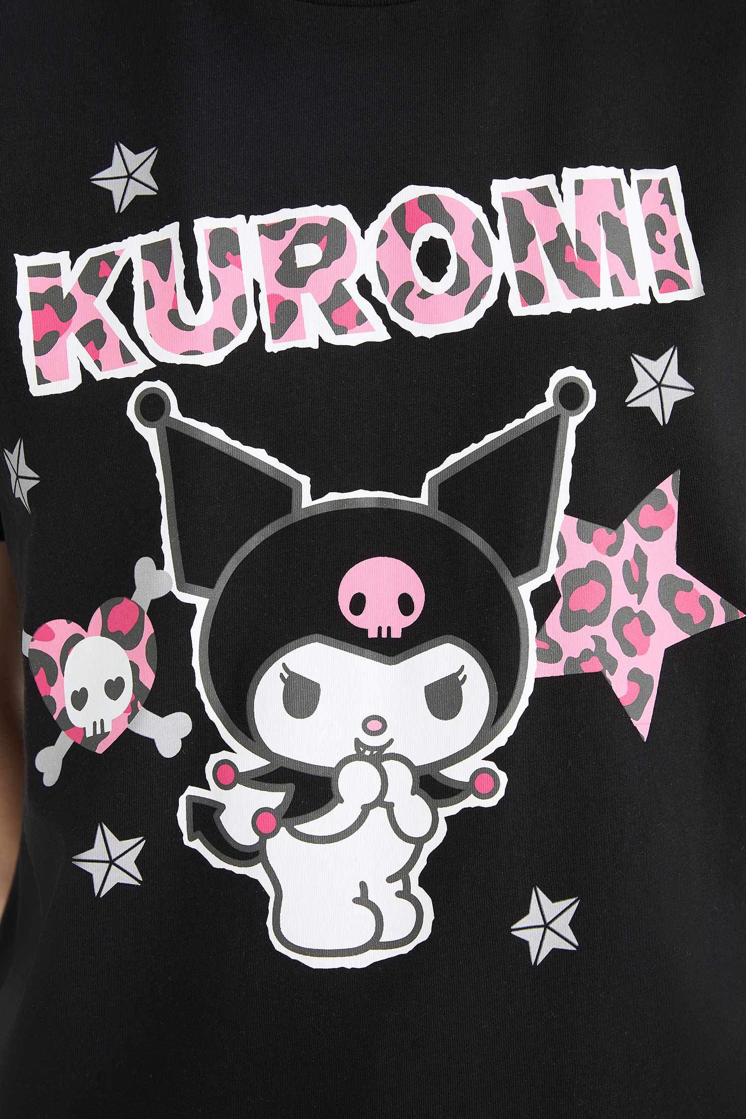 Coool Kuromi Oversize Wide Pattern Crew Neck Short Sleeve T-Shirt