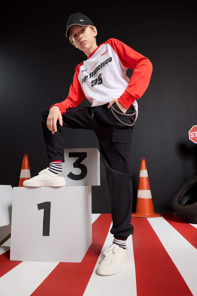 Boys Crew Neck Printed Long Sleeve T-Shirt Hover Image