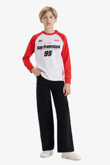 Boys Crew Neck Printed Long Sleeve T-Shirt