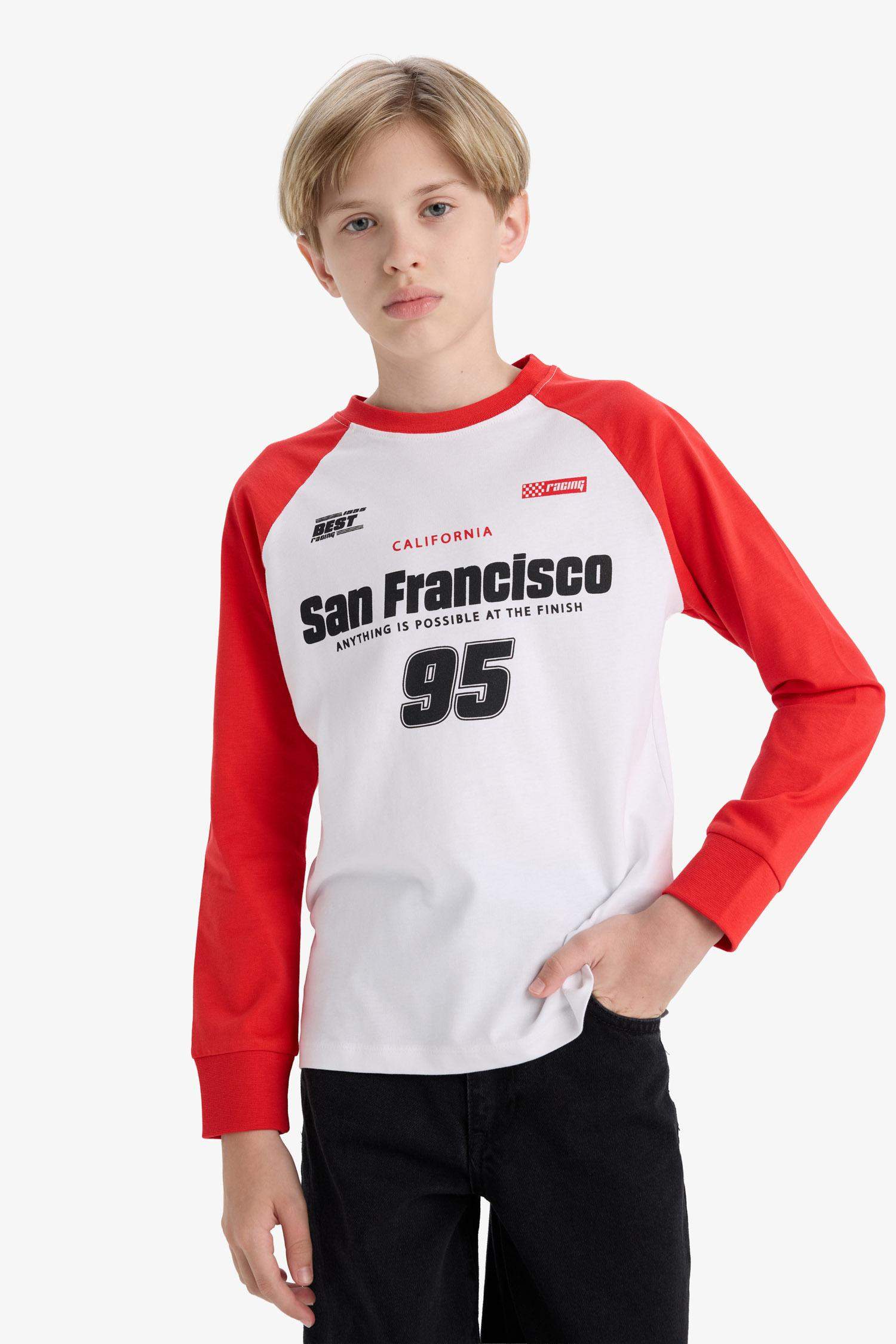 Boys Crew Neck Printed Long Sleeve T-Shirt