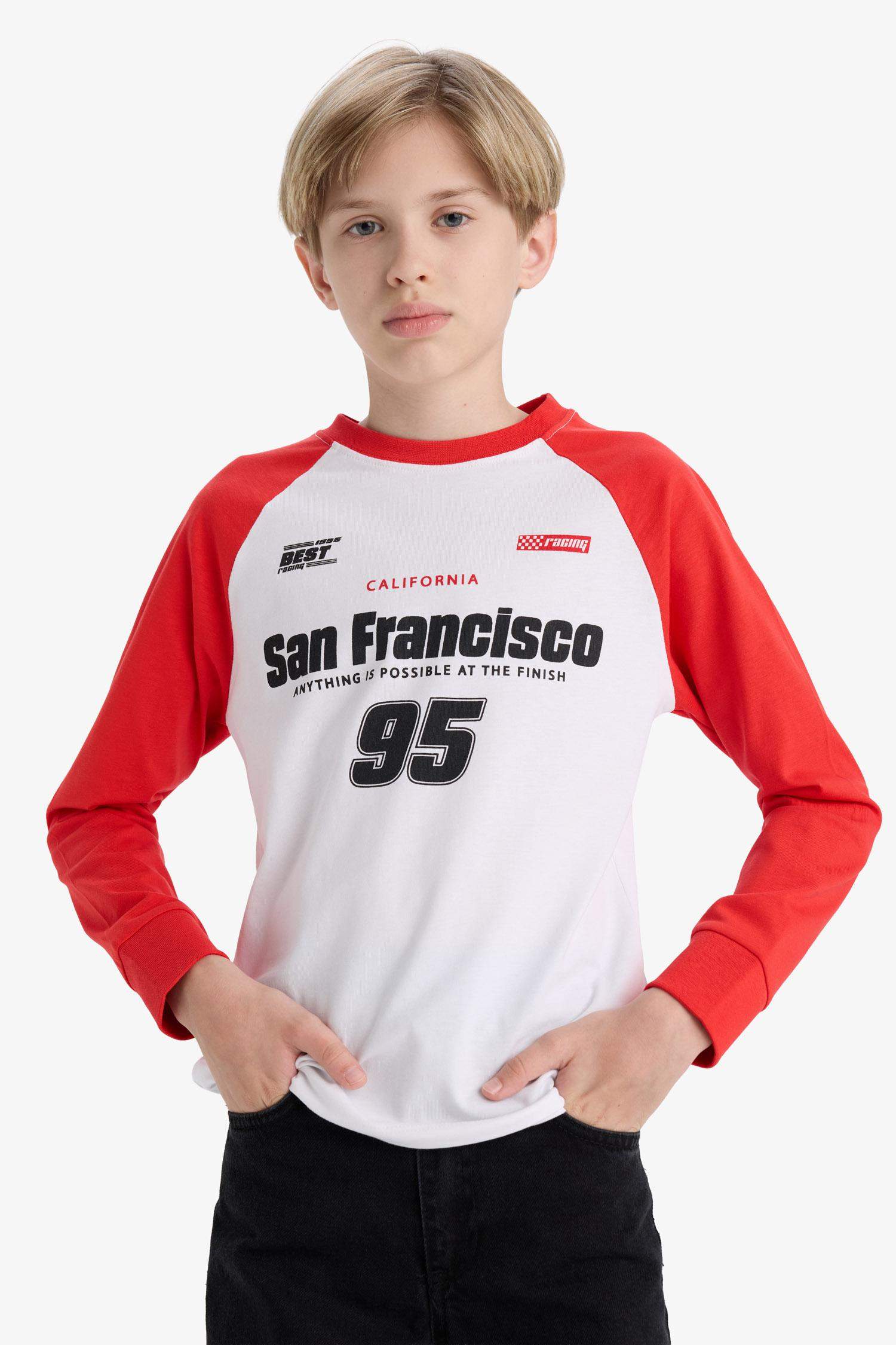 Boys Crew Neck Printed Long Sleeve T-Shirt