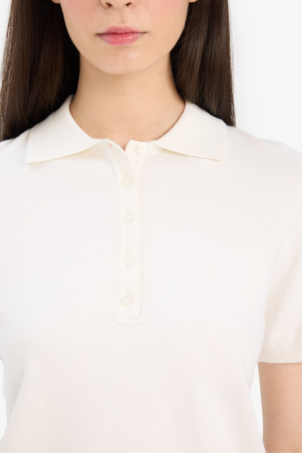 Fitted knit sweater with a polo collar