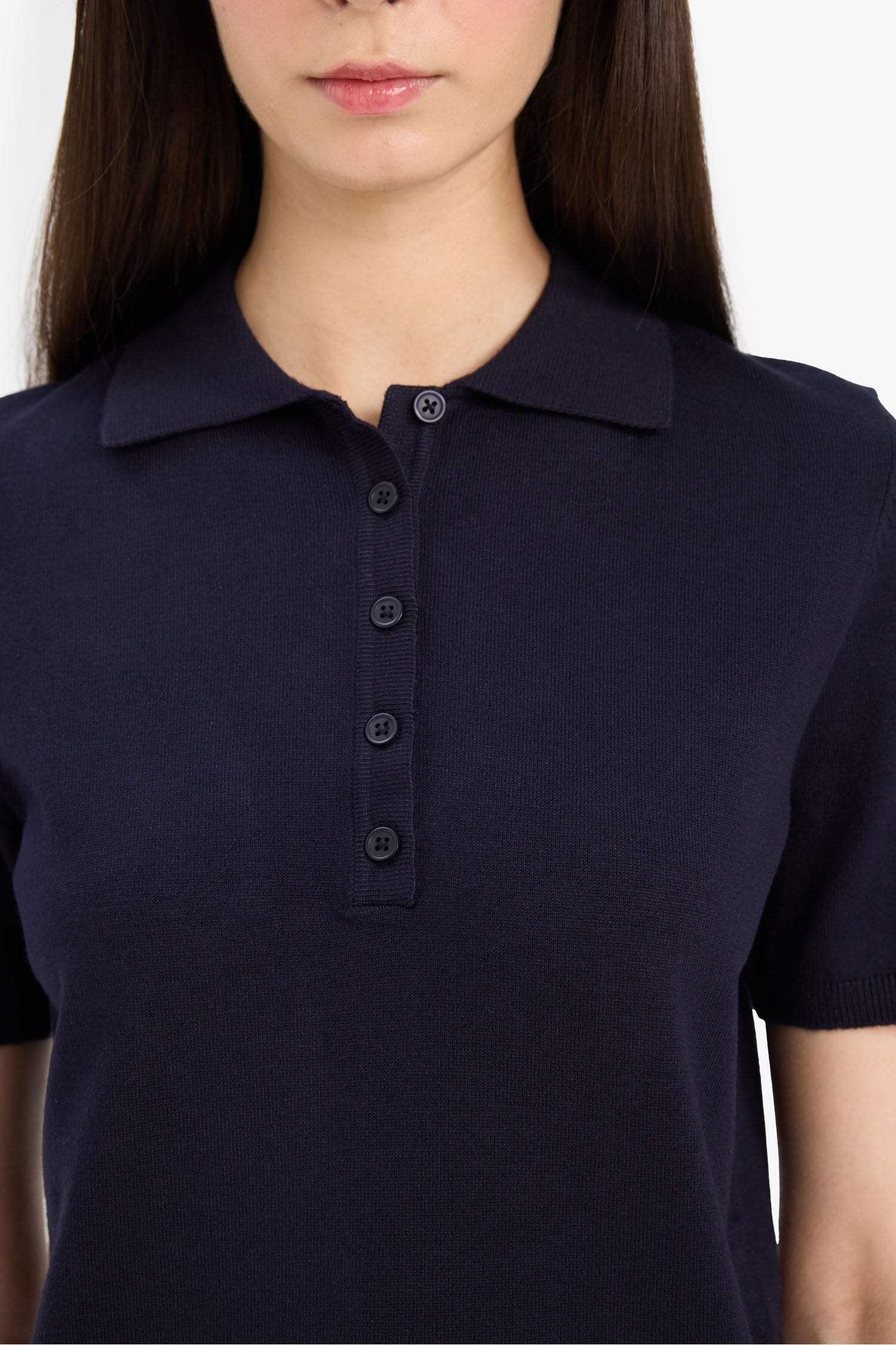 Fitted knit sweater with a polo collar