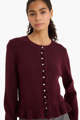 Regular fit crew neck knit cardigan