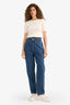 Paperbag High Waist Straight Leg Long Jeans