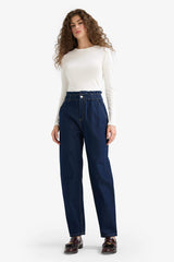 Paperbag High Waist Straight Leg Jeans