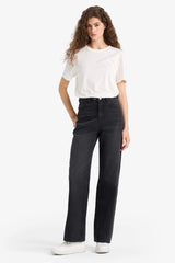 90's Straight Fit Wide Leg High Waist Long Jeans