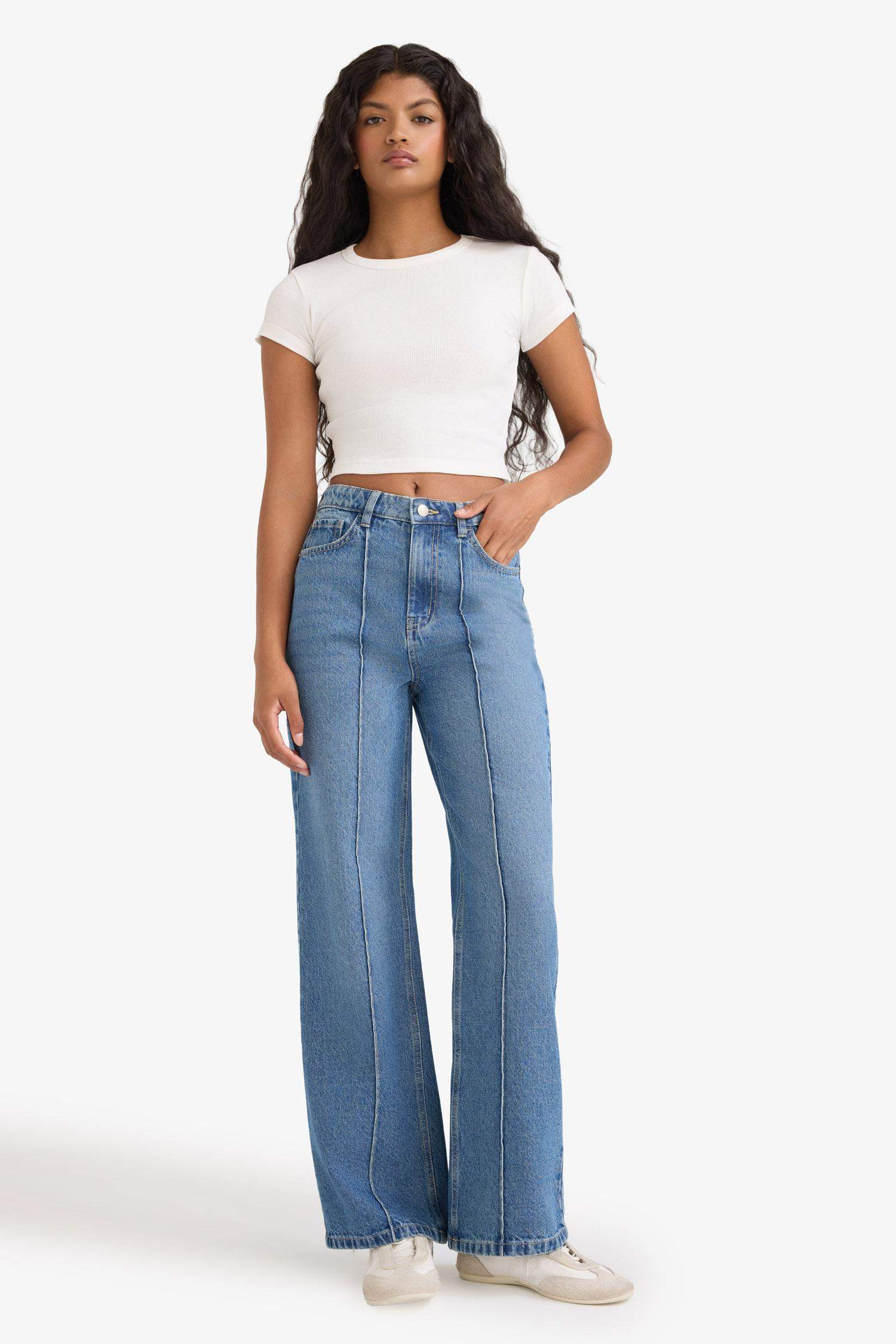 90's Wide Leg High Waist Straight Leg Jeans