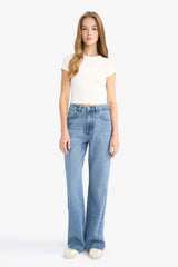 Regular Hem Denim Large Trousers