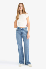 Regular Hem Denim Large Trousers