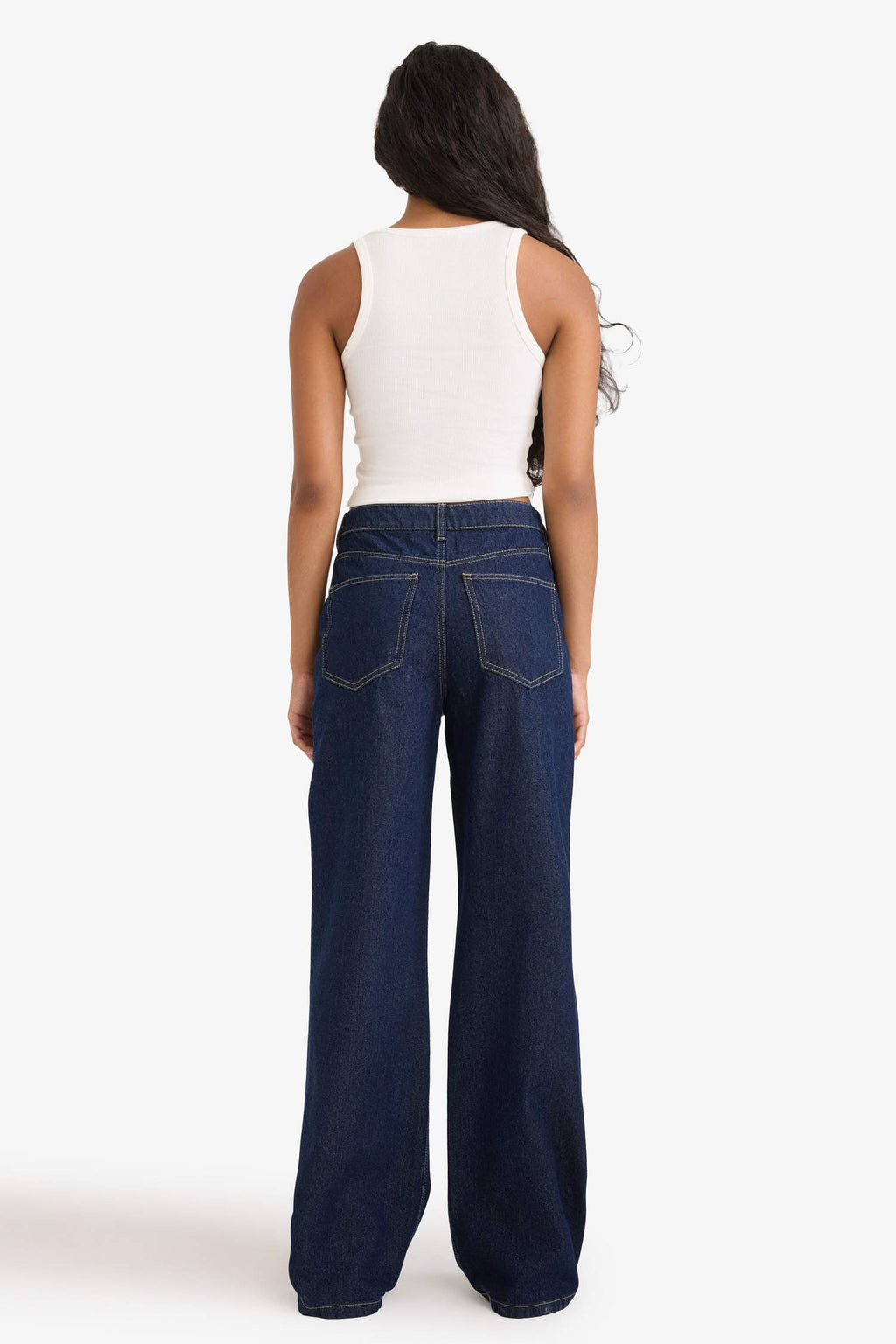 Straight Wide jeans with a high waist, straight and standard legs