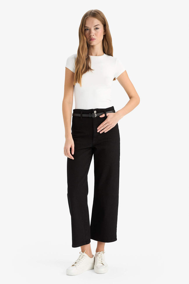 Culotte High Waist Straight Leg Jeans Hover Image