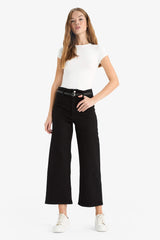 Culotte High Waist Straight Leg Jeans