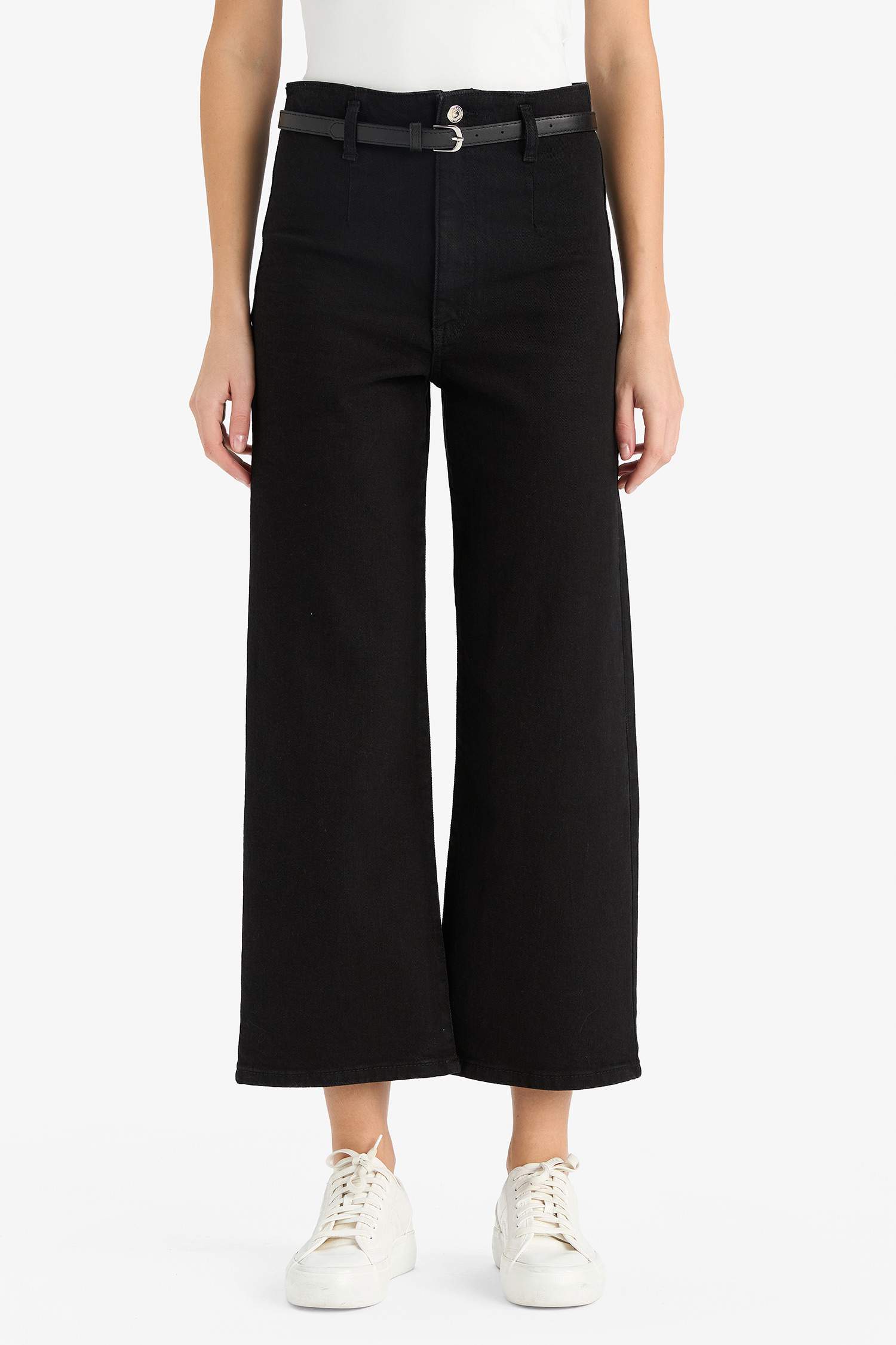 Culotte High Waist Straight Leg Jeans