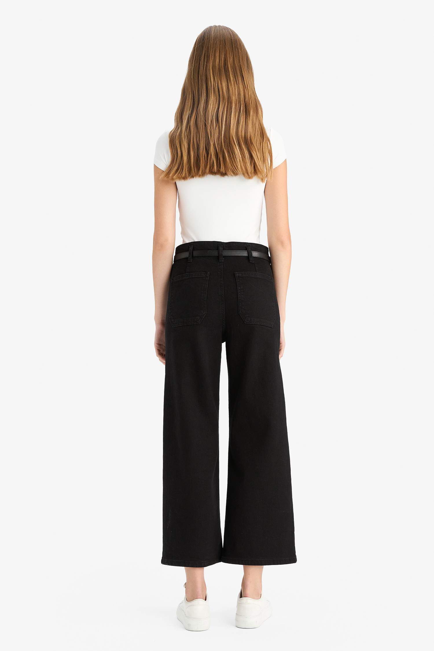 Culotte High Waist Straight Leg Jeans