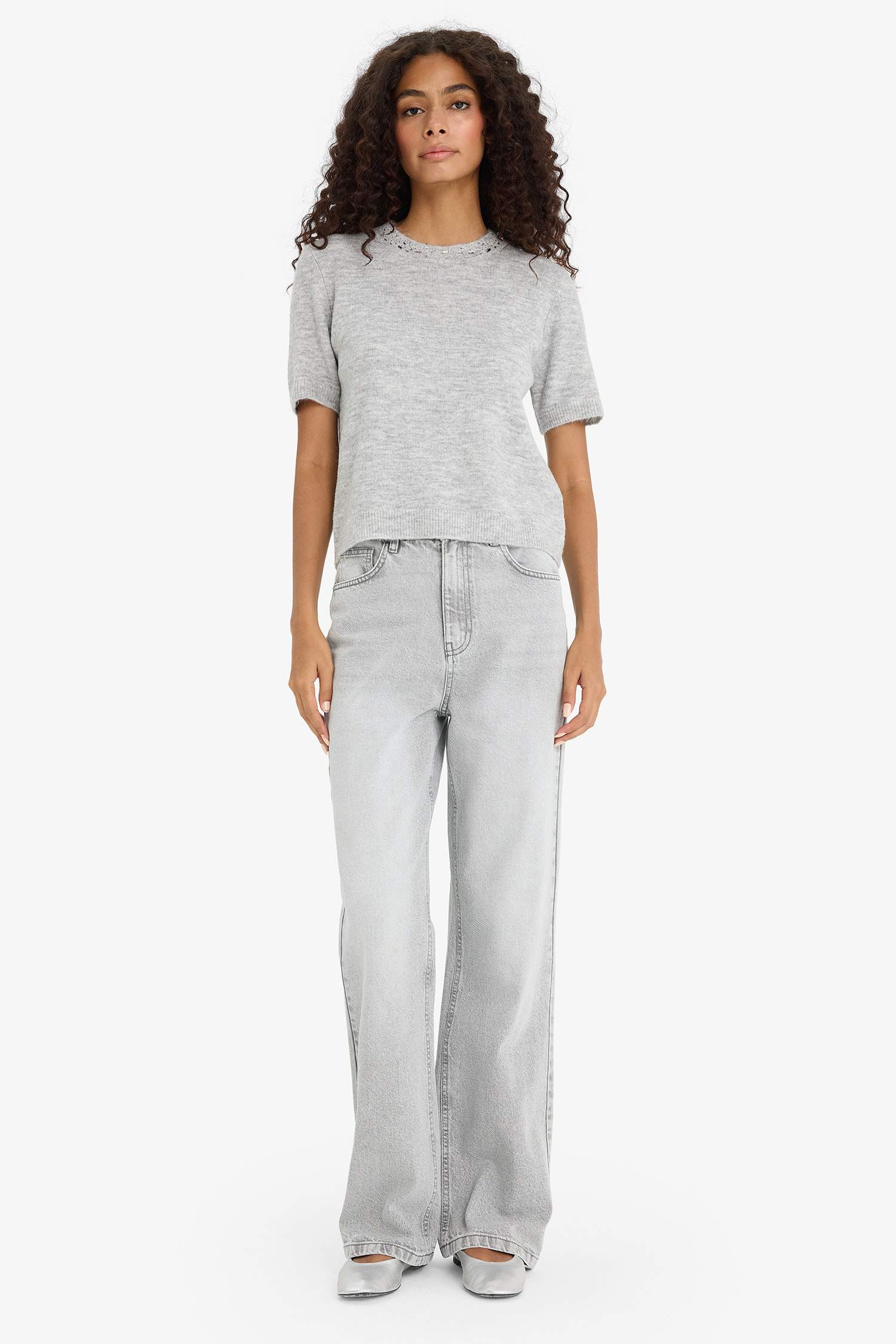 Regular Fit Crew Neck Embroidered Knitwear Pullover