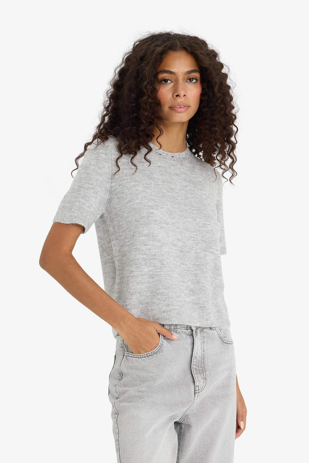 Regular Fit Crew Neck Embroidered Knitwear Pullover