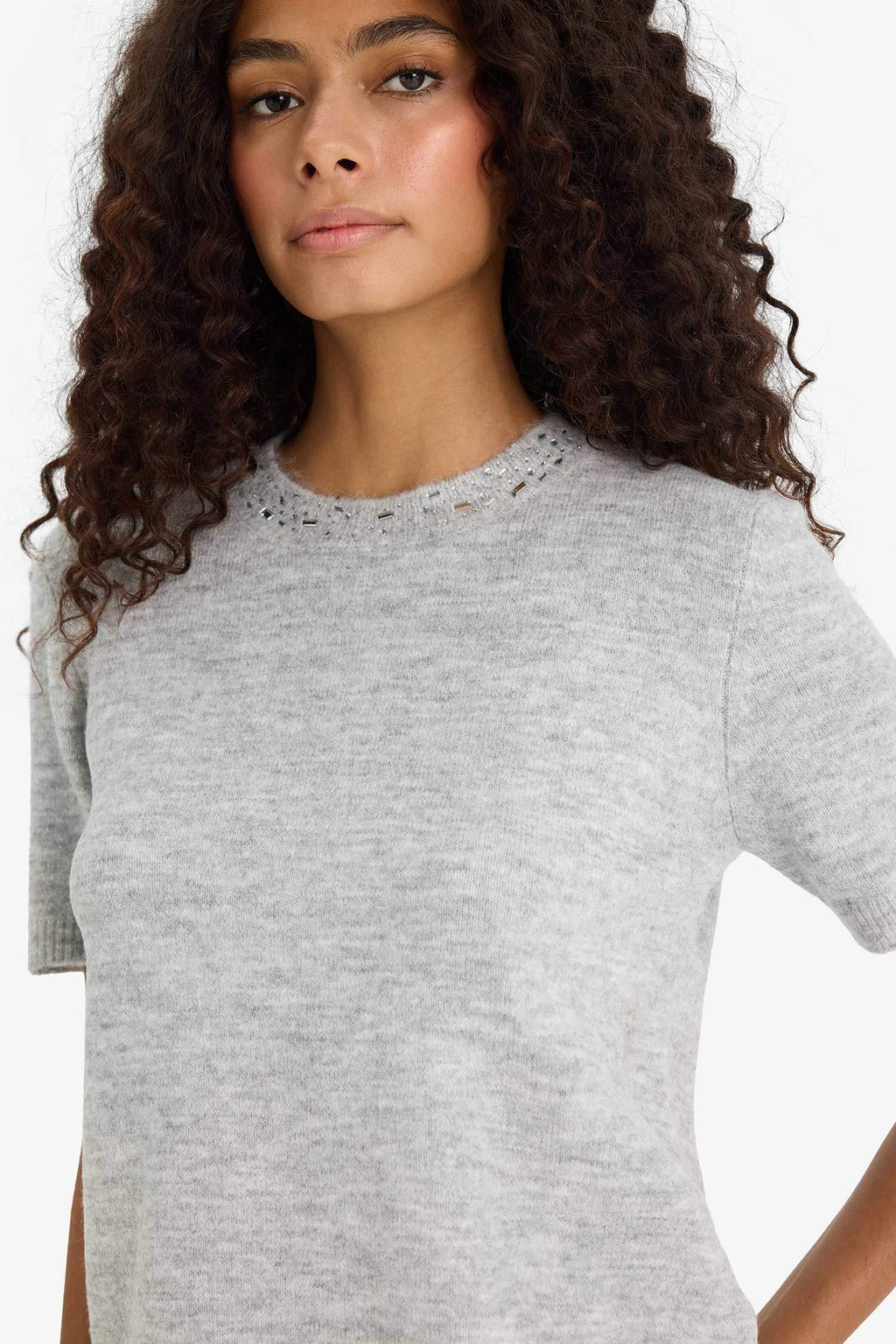 Regular Fit Crew Neck Embroidered Knitwear Pullover