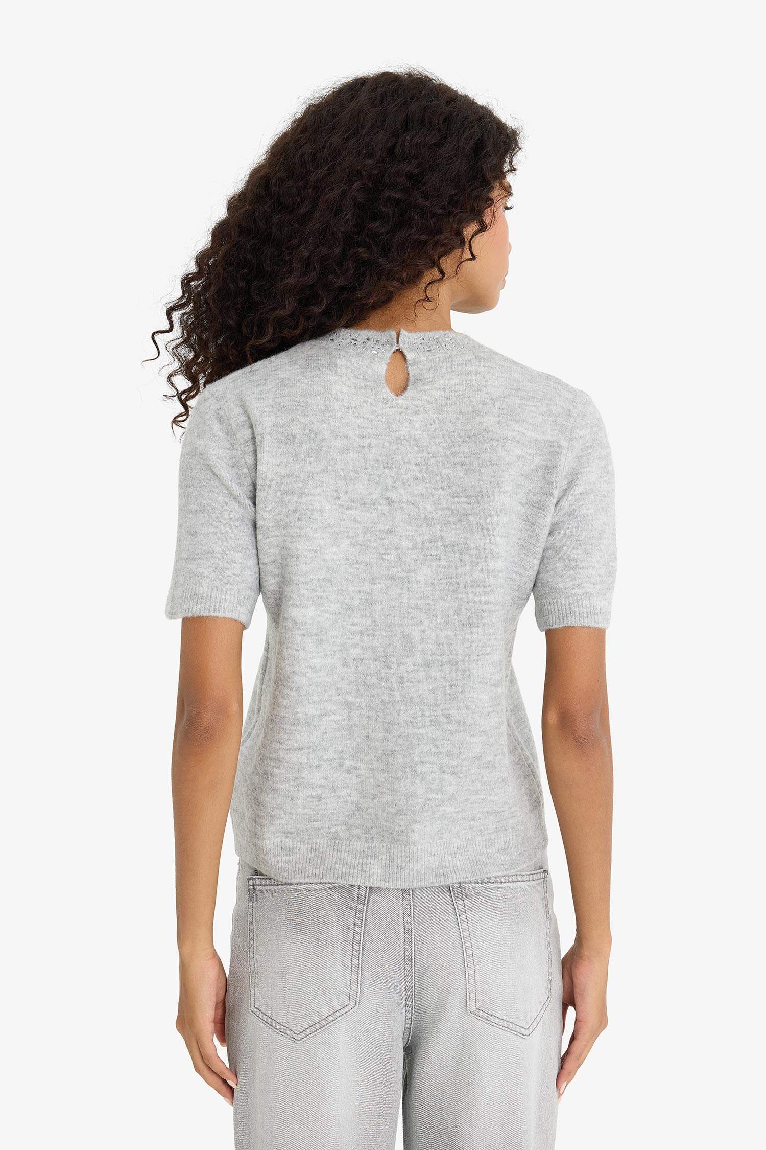 Regular Fit Crew Neck Embroidered Knitwear Pullover