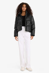 Regular Fit Hooded Fleece-Lined Faux Leather Jacket