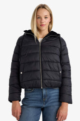 Waterproof Regular Fit Hooded Jacket with Faux Fur Lining