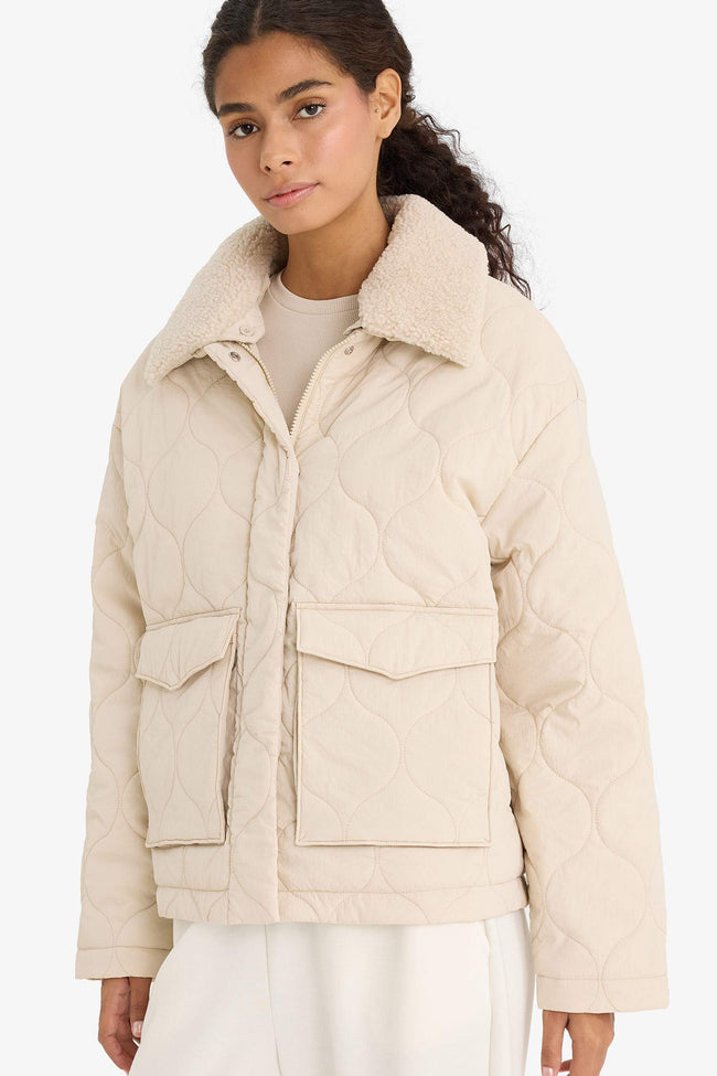 Regular Fit Polo Collar Fleece Lined Jacket Hover Image