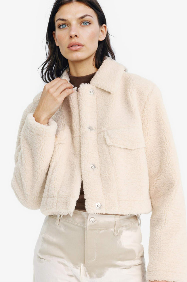 Regular Fit Snap Button Faux Fur Coat Hover Image
