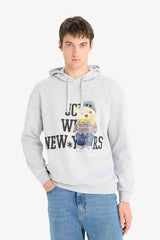 Boxy Fit Hooded Printed Sweatshirt