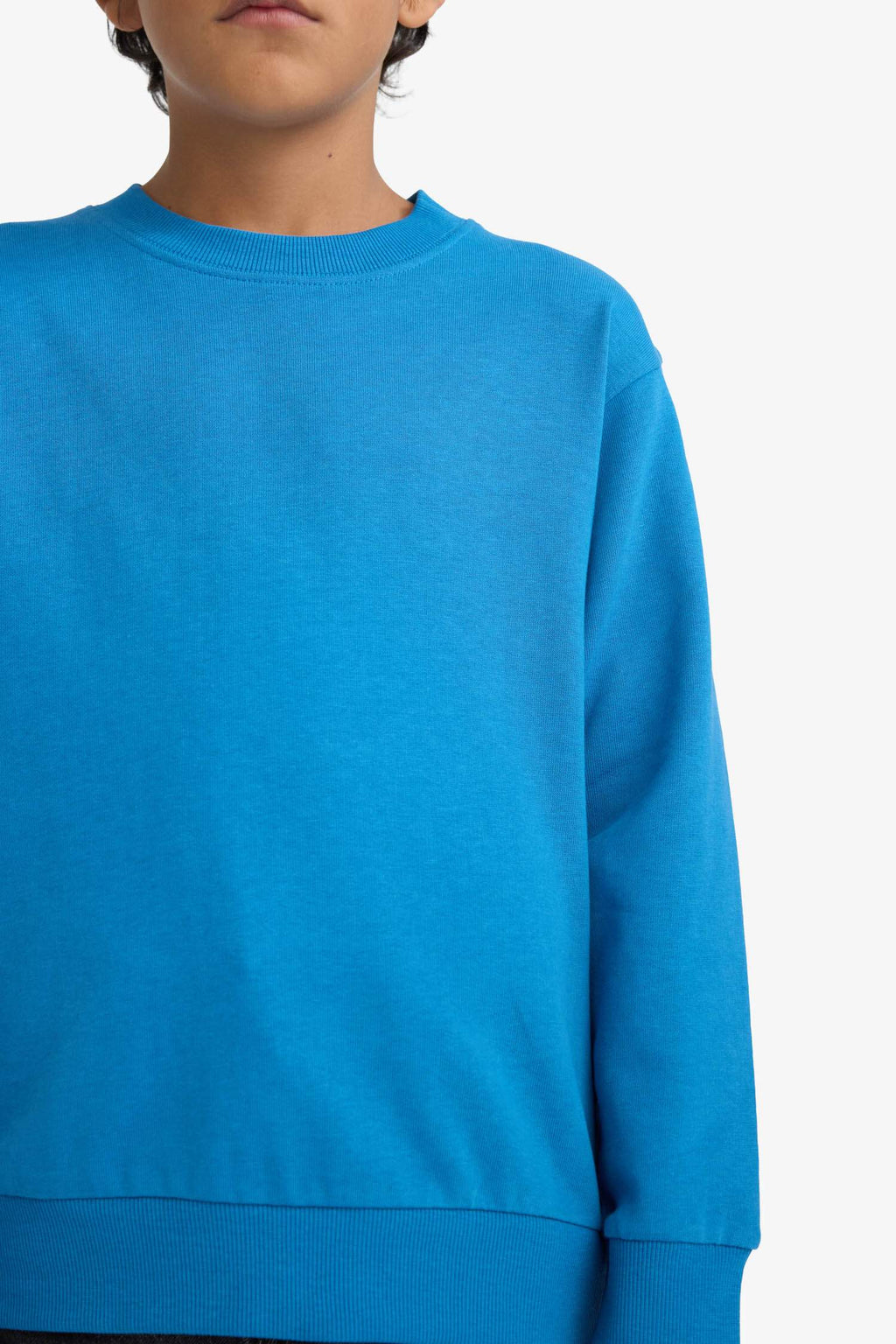 Boys sweatshirt, straight cut, round neck, solid color