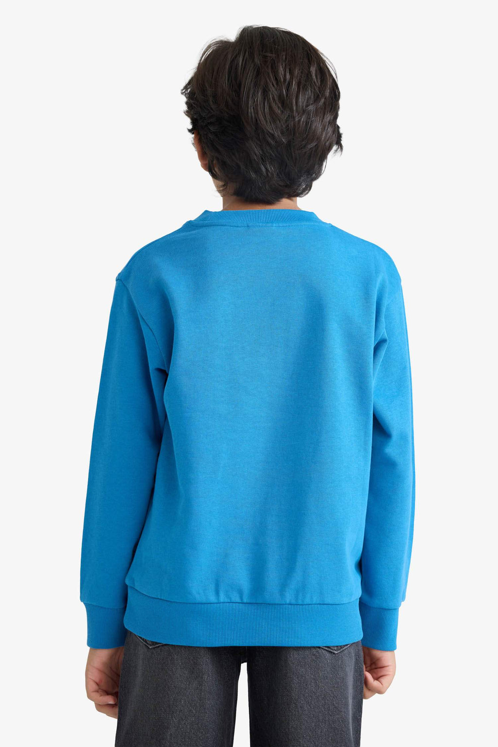 Boys sweatshirt, straight cut, round neck, solid color