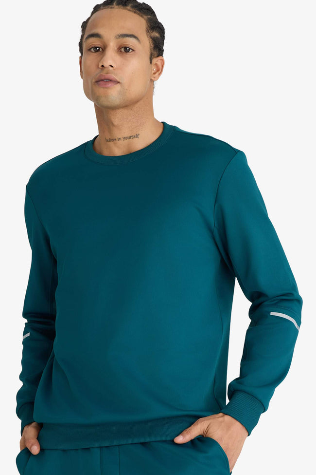 Standard Fit Crew Neck Athletic Sweatshirt Hover Image