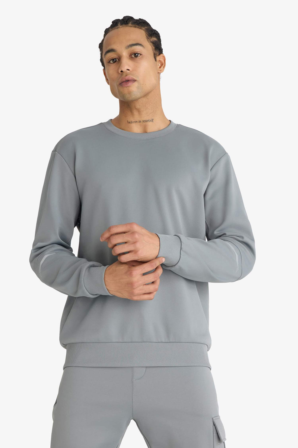 Standard Fit Crew Neck Athletic Sweatshirt