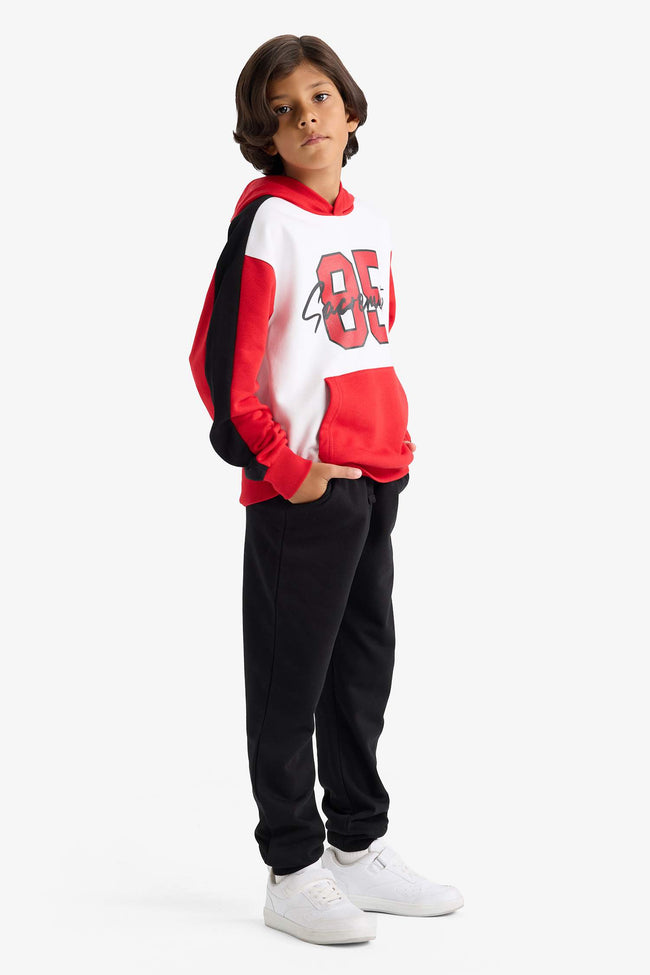 Boys 2-Piece Set Hooded Printed Sweatshirt Tracksuit Bottoms Hover Image