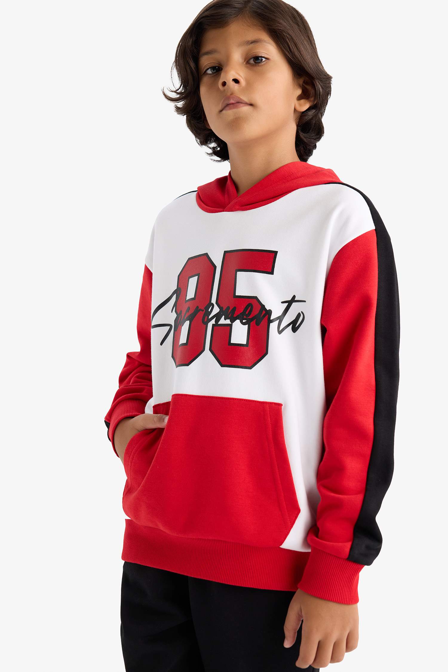 Boys 2-Piece Set Hooded Printed Sweatshirt Tracksuit Bottoms