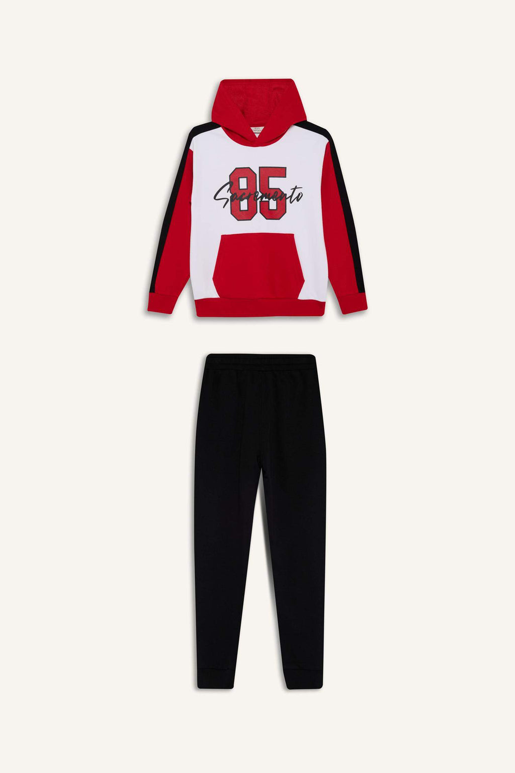 Boys 2-Piece Set Hooded Printed Sweatshirt Tracksuit Bottoms