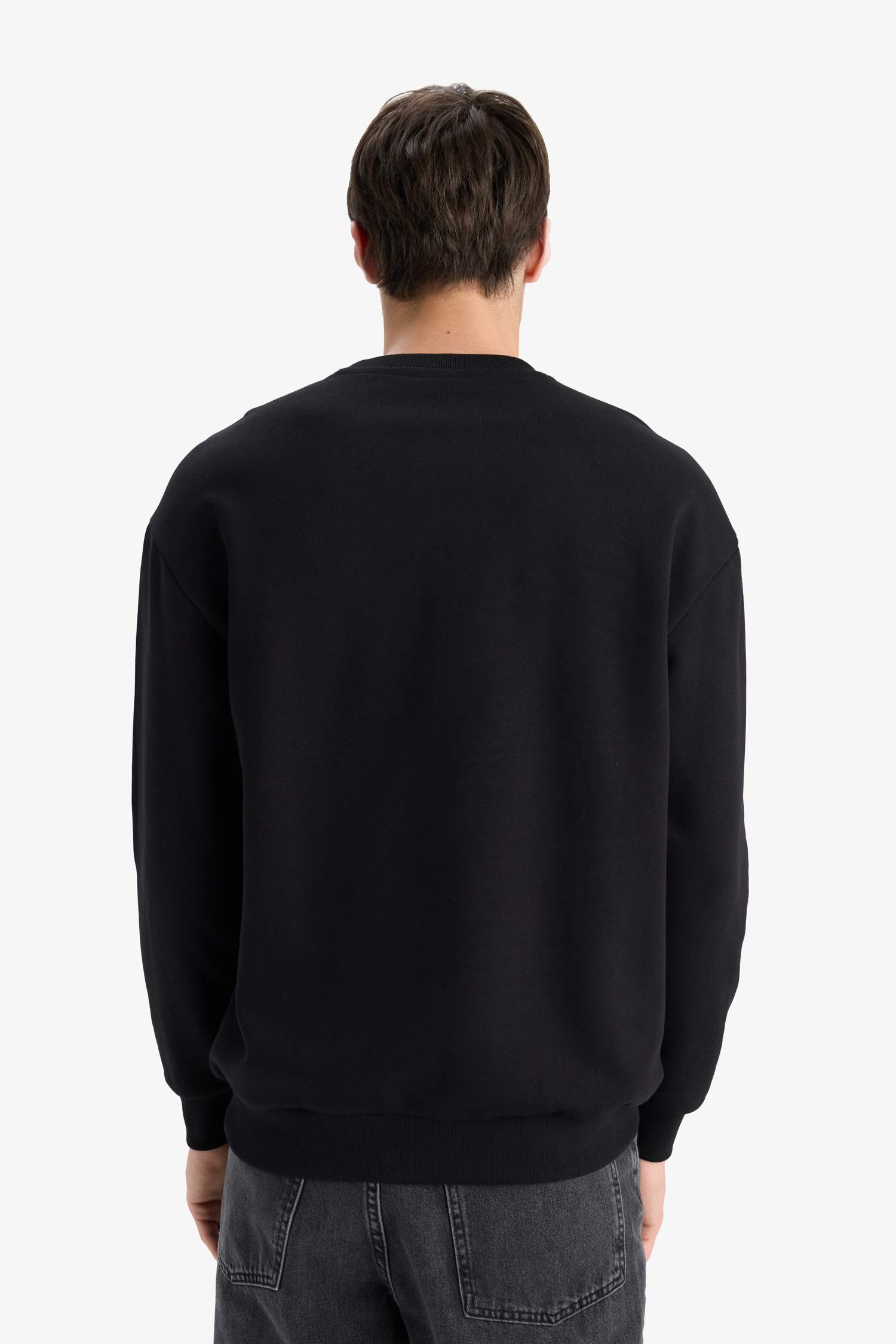 Boxy Fit Printed Crew Neck Sweatshirt