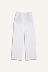Wide Leg Double Pocket High Waist White Trousers