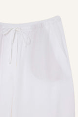 Wide Leg Double Pocket High Waist White Trousers