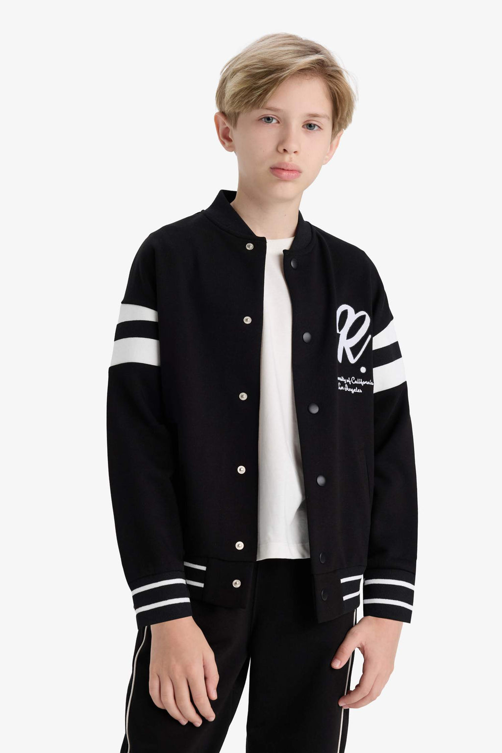 Boys School College Collar Printed Bomber Jacket