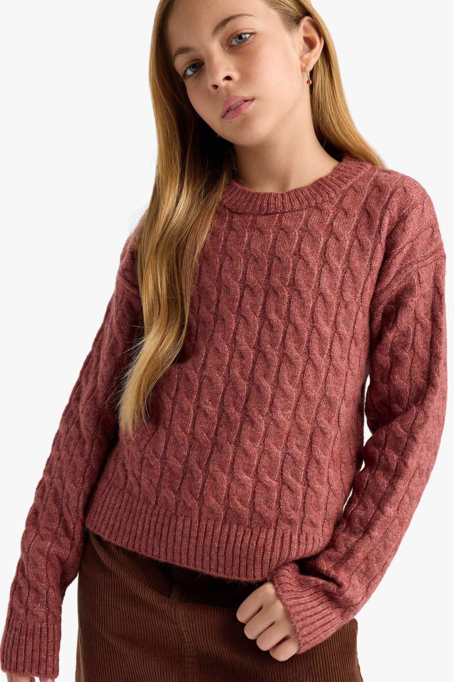 Girls Crew Neck Knitted Sweater