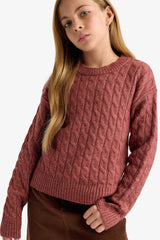 Girls Crew Neck Knitted Sweater