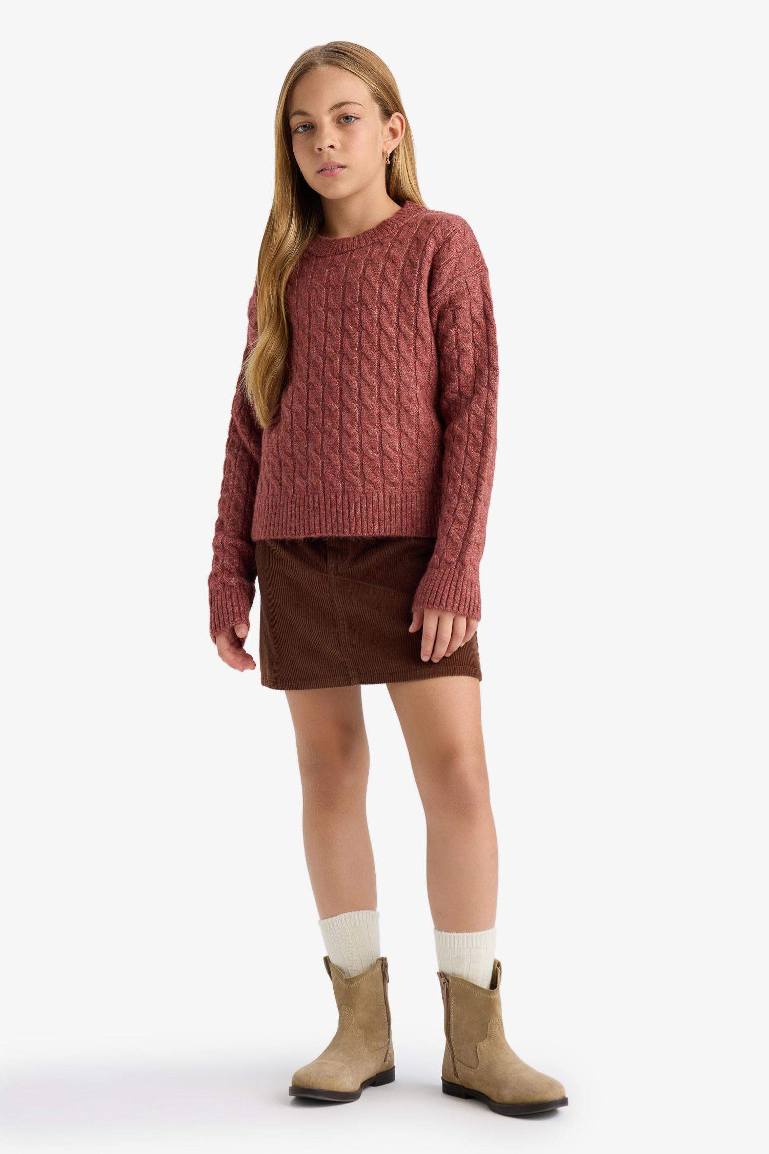 Girls Crew Neck Knitted Sweater