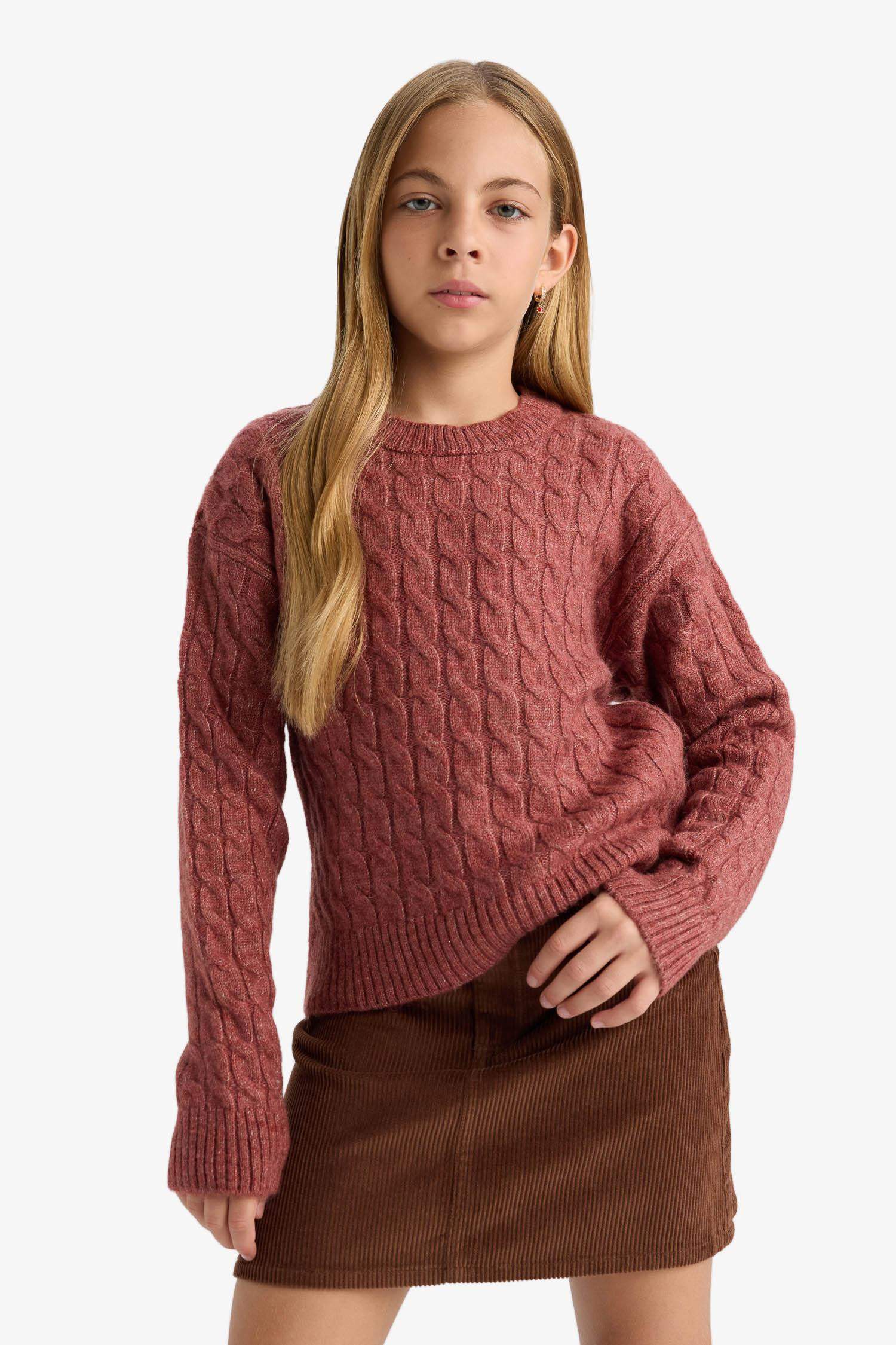Girls Crew Neck Knitted Sweater