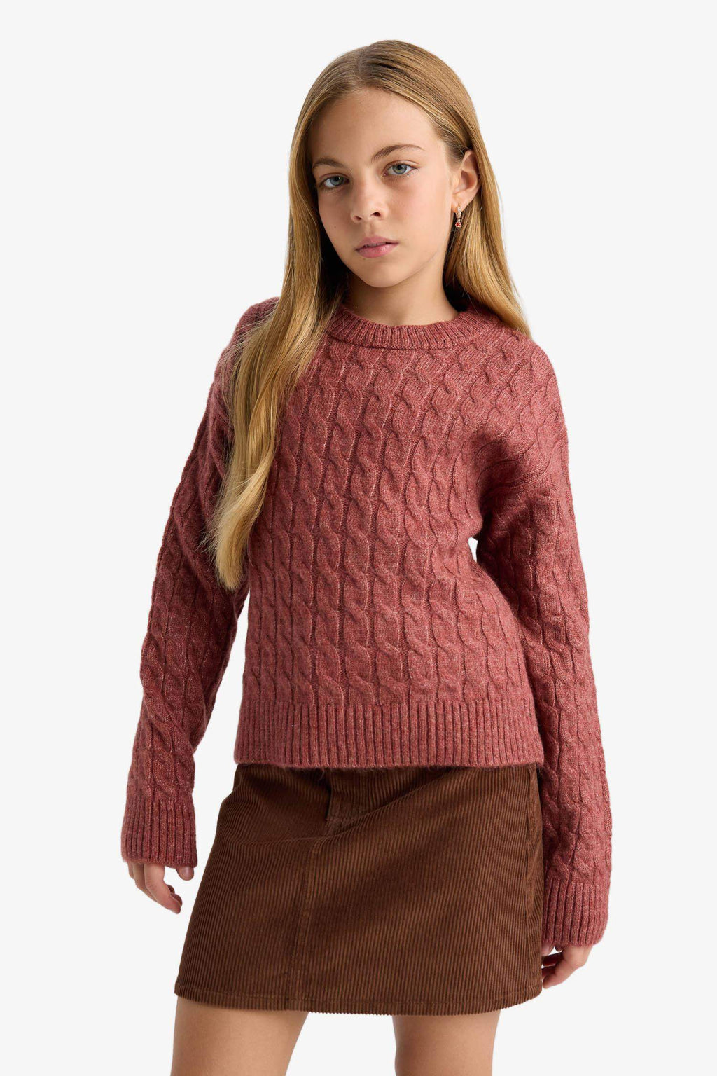 Girls Crew Neck Knitted Sweater