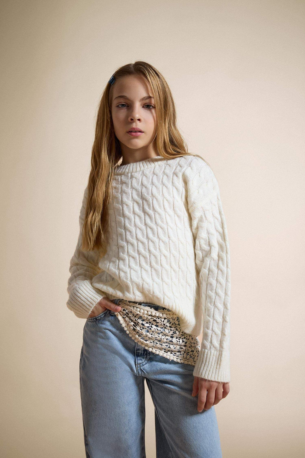 Girls Crew Neck Knitted Sweater