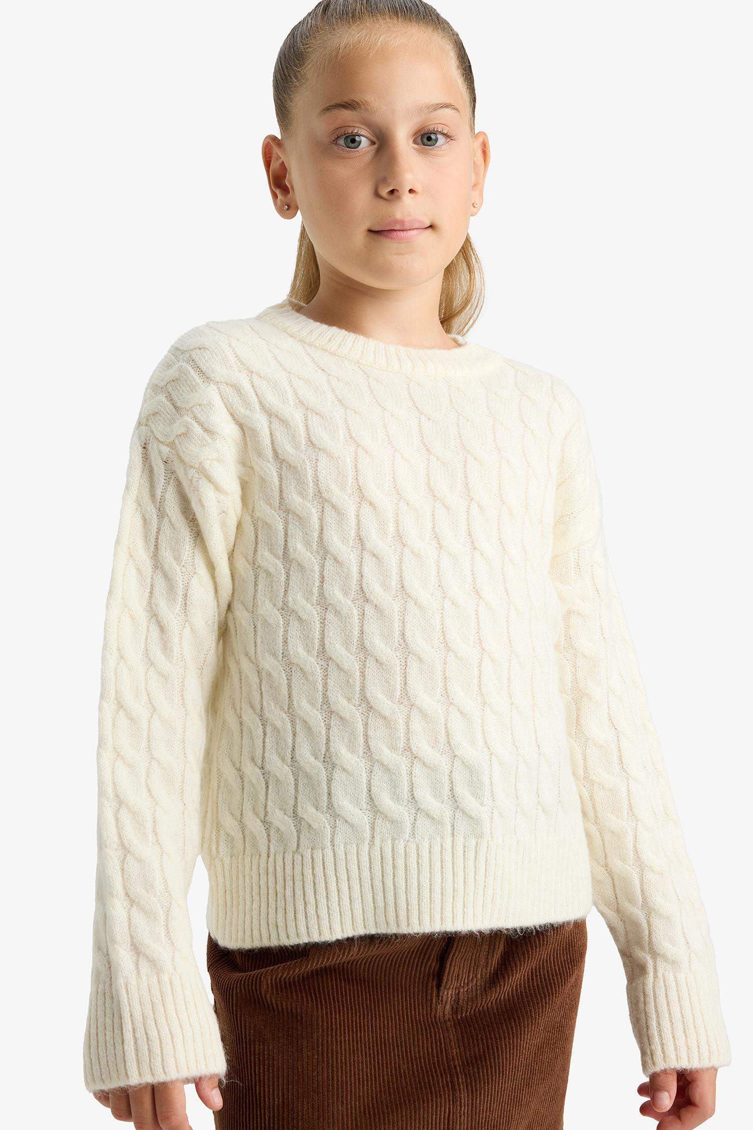 Girls Crew Neck Knitted Sweater